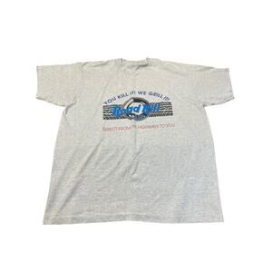 Vintage 80s Heather Gray ROADKILL CAFE Menu T-Shirt XL 50/50 Single Stitch